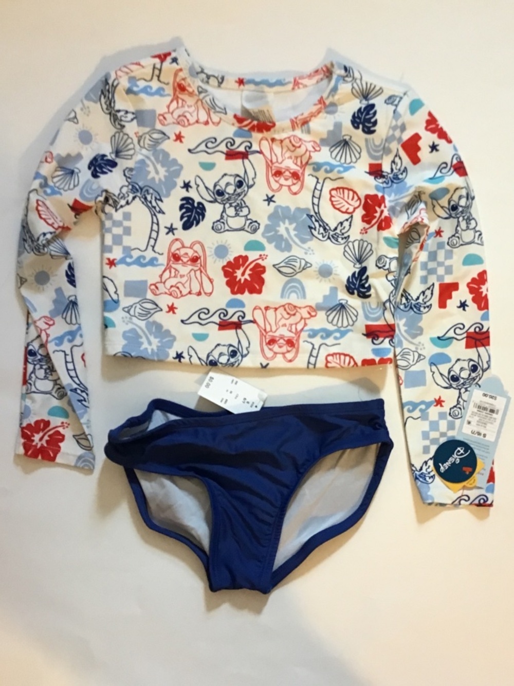 Cat & Jack Girls Disney Stitch Long Sleeve Swimsuit UPF 50+ size S(6-7)
